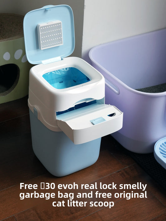 Shushi Cat Litter Trash Can with Odor Control and Splash Protection