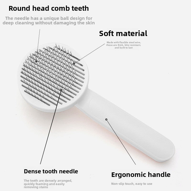 Self Cleaning Pet Comb Stainless Steel Needles