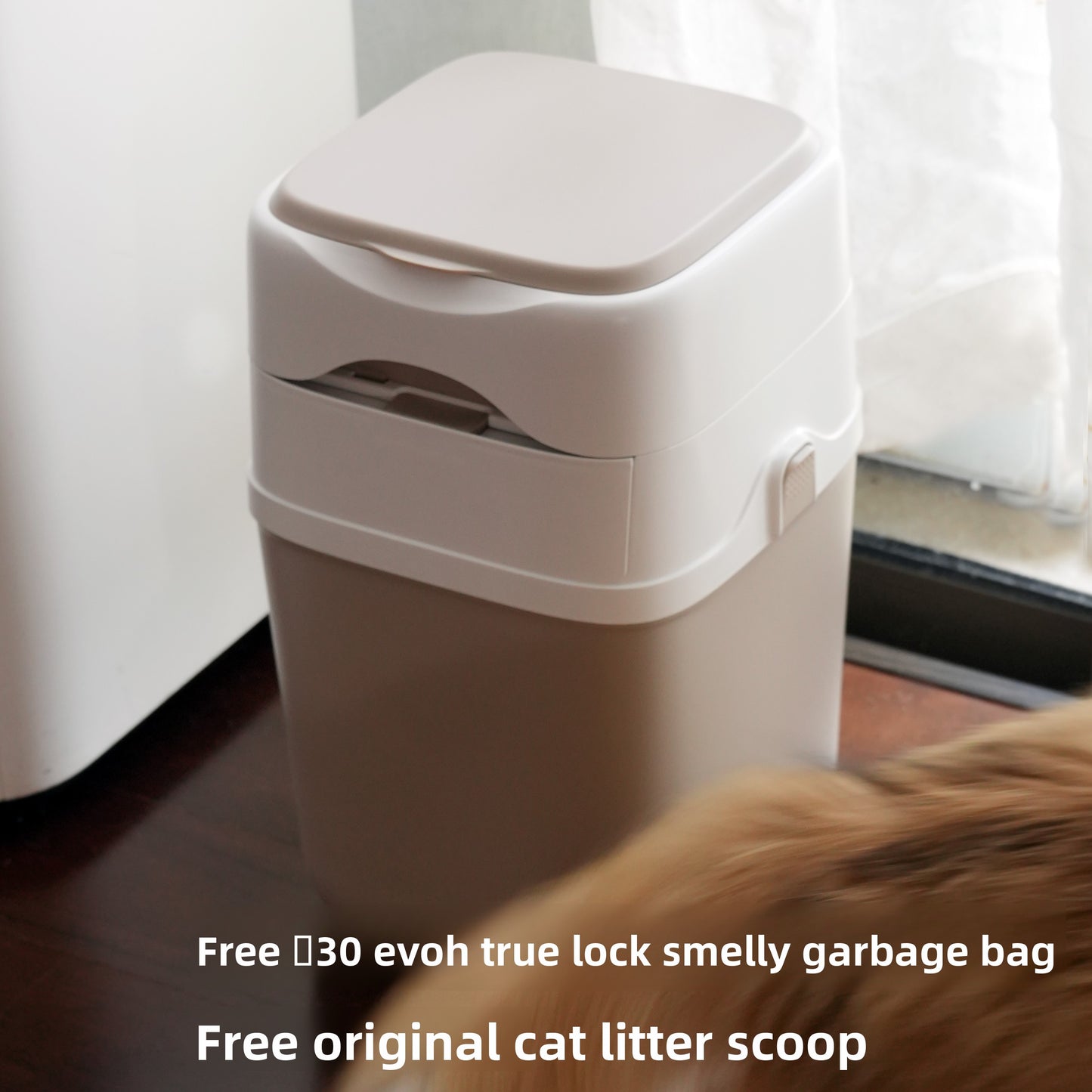 Shushi Cat Litter Trash Can with Odor Control and Splash Protection